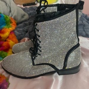 Black and silver rhinestone boots size 10